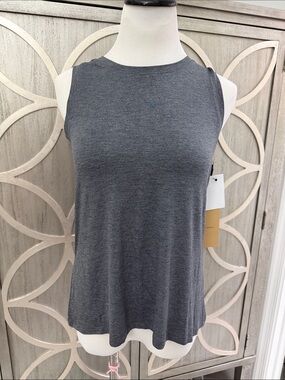 Halogen Gray Sleeveless Swing Tank with Back Slit